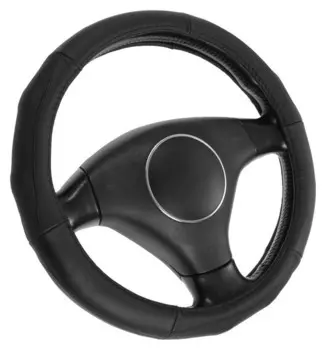 Оплетка, натуральная кожа, размер 38 см, перфорированная вставка, черный