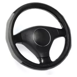 Оплетка Torso, кожа PU, перфорация, размер 38 см, рельефная серая вставка, черный