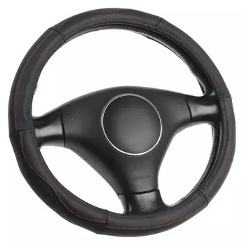 Оплётка Cartage, натуральная кожа, перфорация, размер 38 см, красная строчка, черный