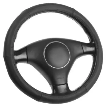 Оплётка из натуральной кожи с перфорацией, диаметр 38 см, равные деления Цвет черный