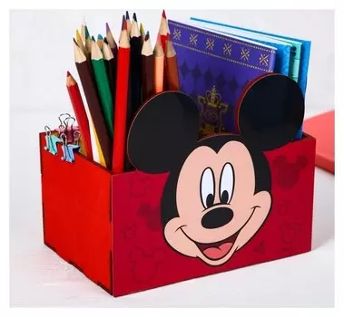 Органайзер деревянный для канцелярии Микки Цвет красный
