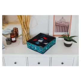 Органайзер для белья доляна «Тропики», 18 ячеек, 35×30×12 см, цвет синий