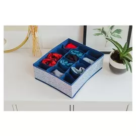 Органайзер для белья доляна «Волна», 18 ячеек, 35×30×12 см, цвет синий