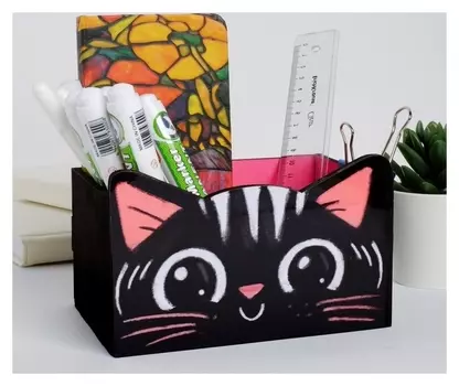 Органайзер для канцтоваров Чёрный котик 100 х 150 х 80 мм