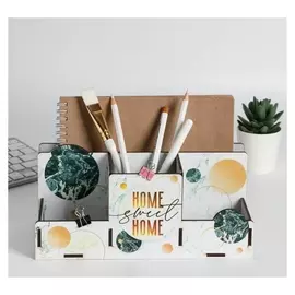 Органайзер карандашница с отсеком под бумаги «Мрамор», 24 х 10,3 х 11.4 см