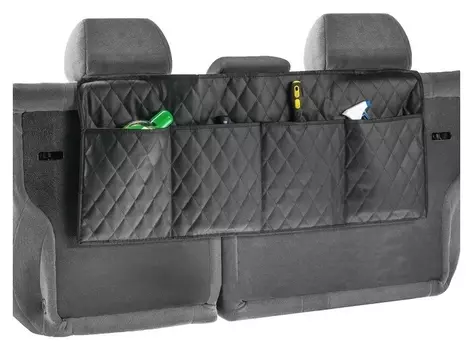 Органайзер на спинку сидения в багажник, экокожа, ромб, черный, размер 95х40 см