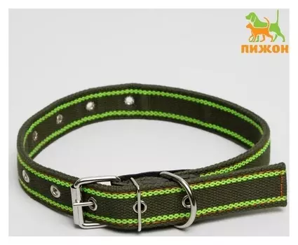 Ошейник брезентовый щенячий двухслойный, 67 х 3 см, хаки/зелёный