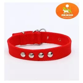 Ошейник клепаный, 45 х 2,5 см, полиэстер, красный