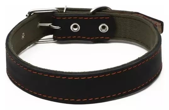 Ошейник комбинированный кожа/брезент, 69 х 3,5 см, ОШ 45-60 см, чёрный