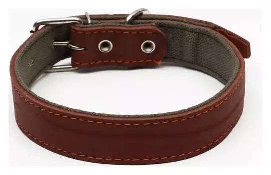 Ошейник комбинированный кожа/брезент, 69 х 3,5 см, ОШ 45-60 см, коричневый