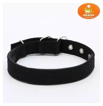 Ошейник "Комфорт" комбинированный (Полиэстер, искусственная кожа), 55 х 2,5 см, чёрный