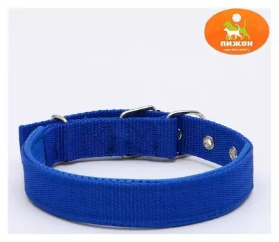 Ошейник "Комфорт" комбинированный (Полиэстер, искусственная кожа), 55 х 2,5 см, синий
