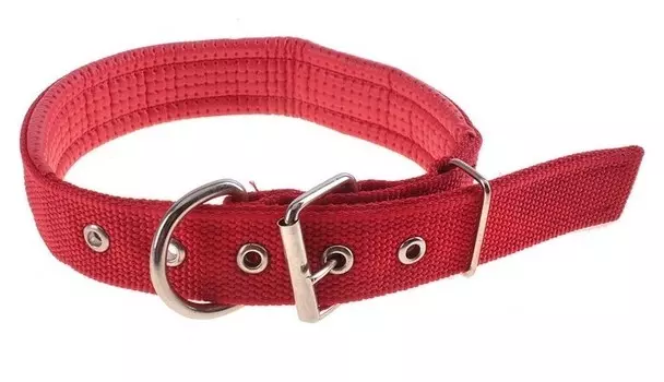 Ошейник "Комфорт" комбинированный (Полиэстер, искусственная кожа), 58 х 3 см, красный