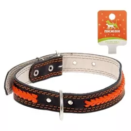 Ошейник кожаный двухслойный "Коса", 72 х 3,6 см микс видов и цветов