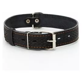 Ошейник кожаный однослойный, 64 х 3,5 см, ОШ 49-61 см, чёрный