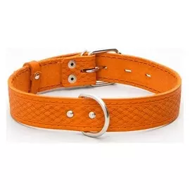 Ошейник кожаный однослойный, 64 х 3,5 см, ОШ 49-61 см, рыжий