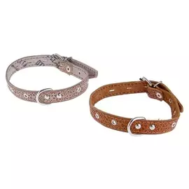 Ошейник кожаный однослойный безразмерный, 2 х 48 см микс цветов