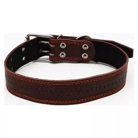 Ошейник кожаный с тиснением на синтепоне, 85 х 4.5 см, ОШ 50-70 см, коричневый