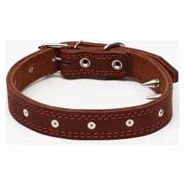 Ошейник кожаный "Строгий шип", 65 х 3 см, ОШ 40-55 см, коричневый