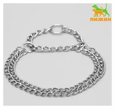 Ошейник-полуудавка металлический двухрядный, 40 см, толщина проволоки 2 мм