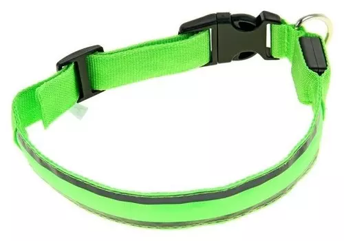 Ошейник с подсветкой и 2 светоотражающими полосами, 50-58 см, 3 режима свечения, зеленый