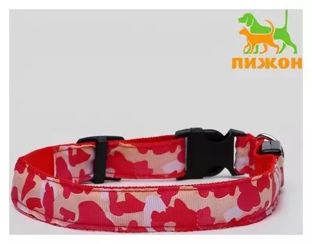 Ошейник с подсветкой "Милитари", 3 режима свечения, XL, 42-67 х 2,5 см
