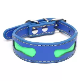 Ошейник-селедка со светоотражающими косточками, 32 х 2,5 см, синий