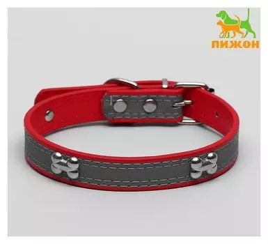 Ошейник со светоотражающей полосой и косточками, 45 х 2 см