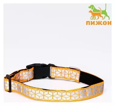 Ошейник со светоотражающим орнаментом, 55 х 2,5 см, оранжевый
