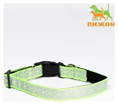 Ошейник со светоотражающим орнаментом, 55 х 2,5 см, салатовый
