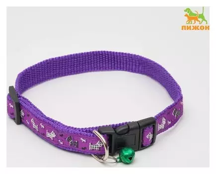 Ошейник "Собачки" до 37 см, ширина 1,5 см, фиолетовый