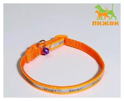 Ошейник "Спорт" со светоотражающей полосой, 31 х 1 см, оранжевый