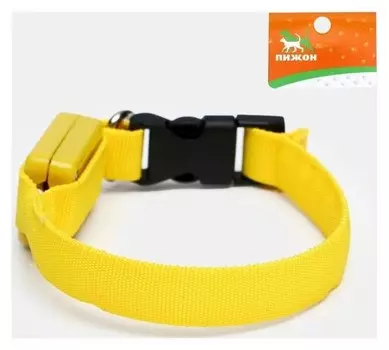 Ошейник светящийся узкий для небольших собак, 26 х 1,5 см, жёлтый