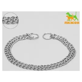 Ошейник-удавка металлический двухрядный, 45 см, толщина проволоки 2 мм