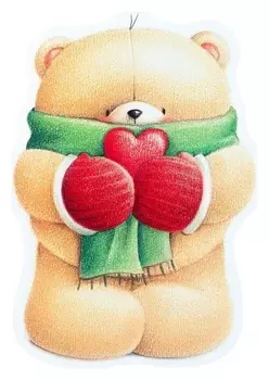 Открытка формовая "Мишка" сердечко, варежки