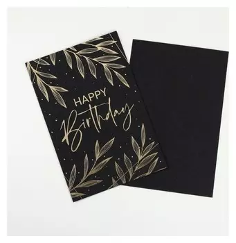 Открытка на черном крафте Happy Birthday, 10 х 15 см