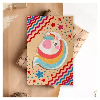 Открытка с деревянным элементом "Мечтай!"