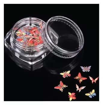 Пайетки для декора «Бабочки», 3D, разноцветные