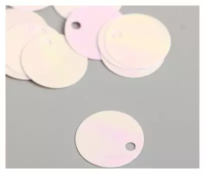 Пайетки "Круг" бело-розовые набор 30 гр D=2 см