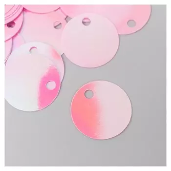 Пайетки "Круг" розовые набор 30 гр D=2 см