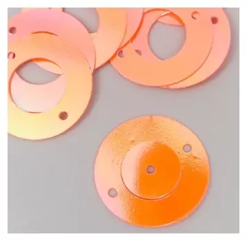 Пайетки "Круг в кольце" коралл набор 30 гр D=2 см