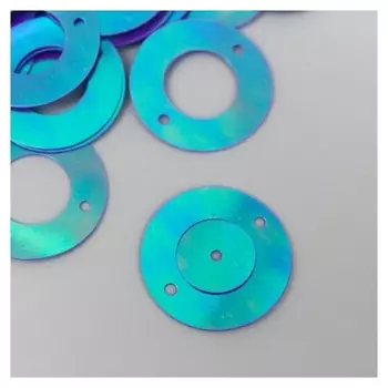 Пайетки "Круг в кольце" сине-зелёные набор 30 гр D=2 см