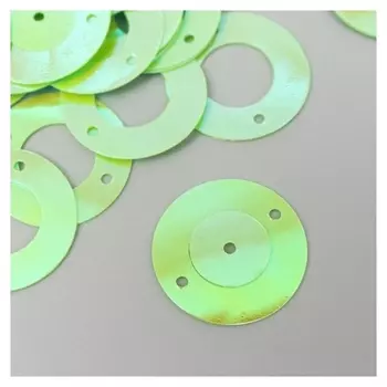 Пайетки "Круг в кольце" светло-зелёные набор 30 гр D=2 см