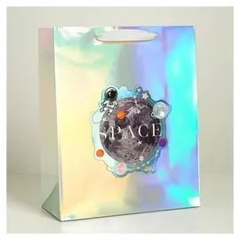 Пакет голографический вертикальный Space, 26 × 32 × 12 см
