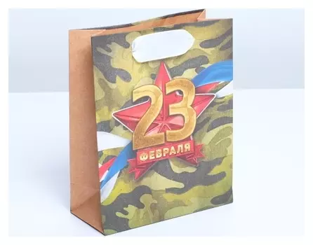 Пакет крафтовый «Красная звезда», 12 × 15 × 5,5 см