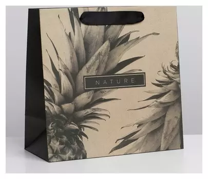 Пакет крафтовый квадратный Black, 22 × 22 × 11 см