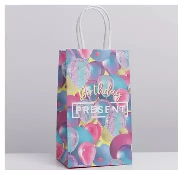 Пакет крафтовый «Подарок», 12 × 21 × 9 см