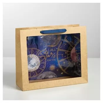 Пакет крафтовый с пластиковым окном Stars, 31 х 26 х 11 см
