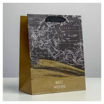 Пакет крафтовый вертикальный Best Wishes, MS 18 × 23 × 10 см