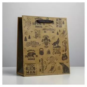 Пакет крафтовый вертикальный For Real Man, ML 23 × 27 × 11.5 см